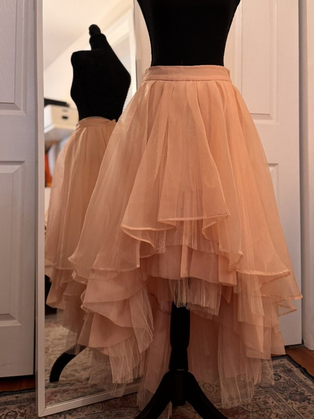 Blush Pink High-Low Tulle Skirt | Layered Balletcore Skirt (Akira-Gracia I Small